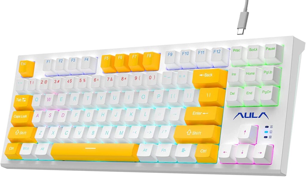 AULA Mechanical Keyboard, 87 Keys Wired Mechanical Gaming Keyboard