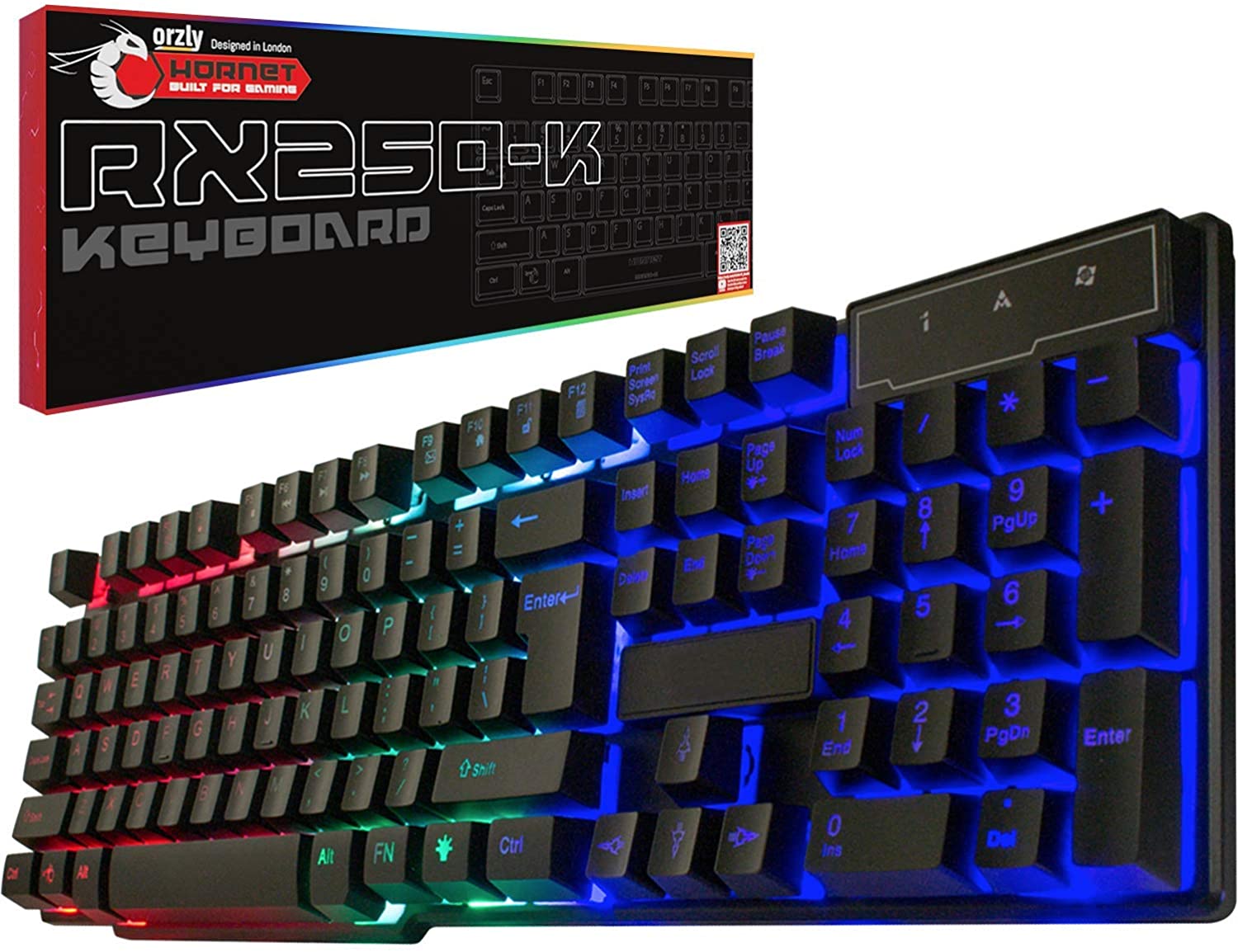 Orzly Gaming Keyboard RGB USB Wired Rainbow Keyboards